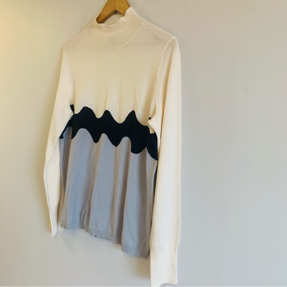 Uniqlo x Marimekko Wave Abstract Graphic Wool Long Sleeve Sweater High Neck - Picture 2 of 7